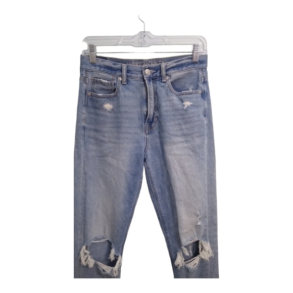 American Eagle Mom Jean High Rise Destructed Distressed Jeans Size 2 - Picture 8 of 8
